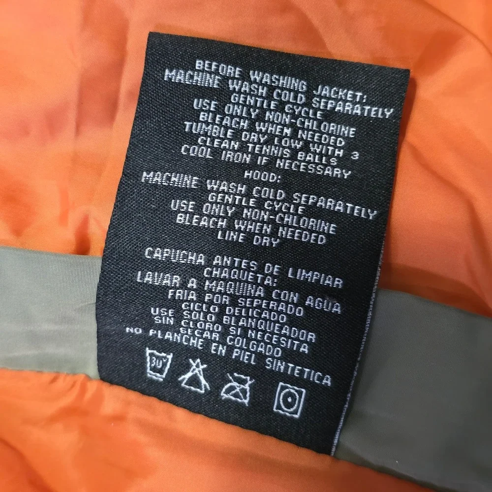 Orolay Thickened Down Jacket Olive Green Orange Lining Sherpa Hood Mens Large